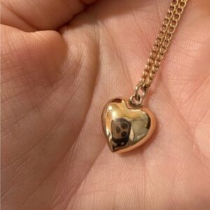 Chunky puffy Gold Heart Pendant 14k